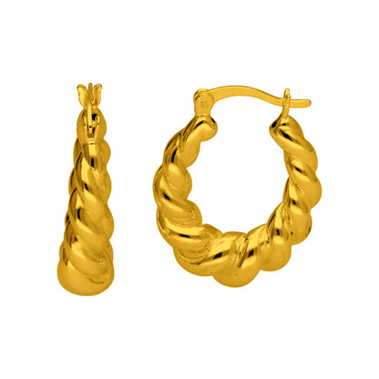 Vergoldete Sterling Silber Twist Rope Creole Creolen