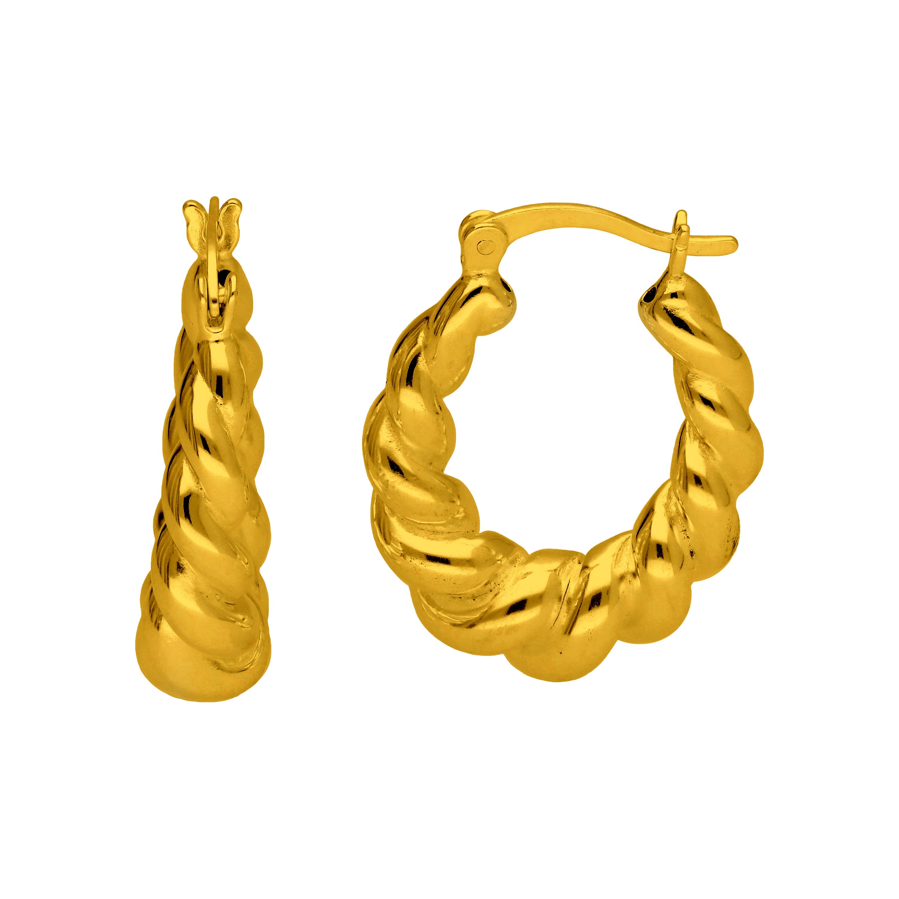 Vergoldete Sterlingsilber Twist Rope Creole Creolen