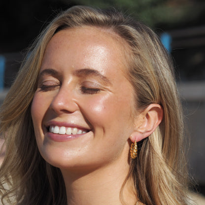 Vergoldete Sterling Silber Twist Rope Creole Creolen