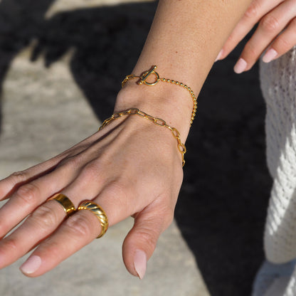 Ovales Belcher-Armband aus vergoldetem Sterlingsilber – 19 cm