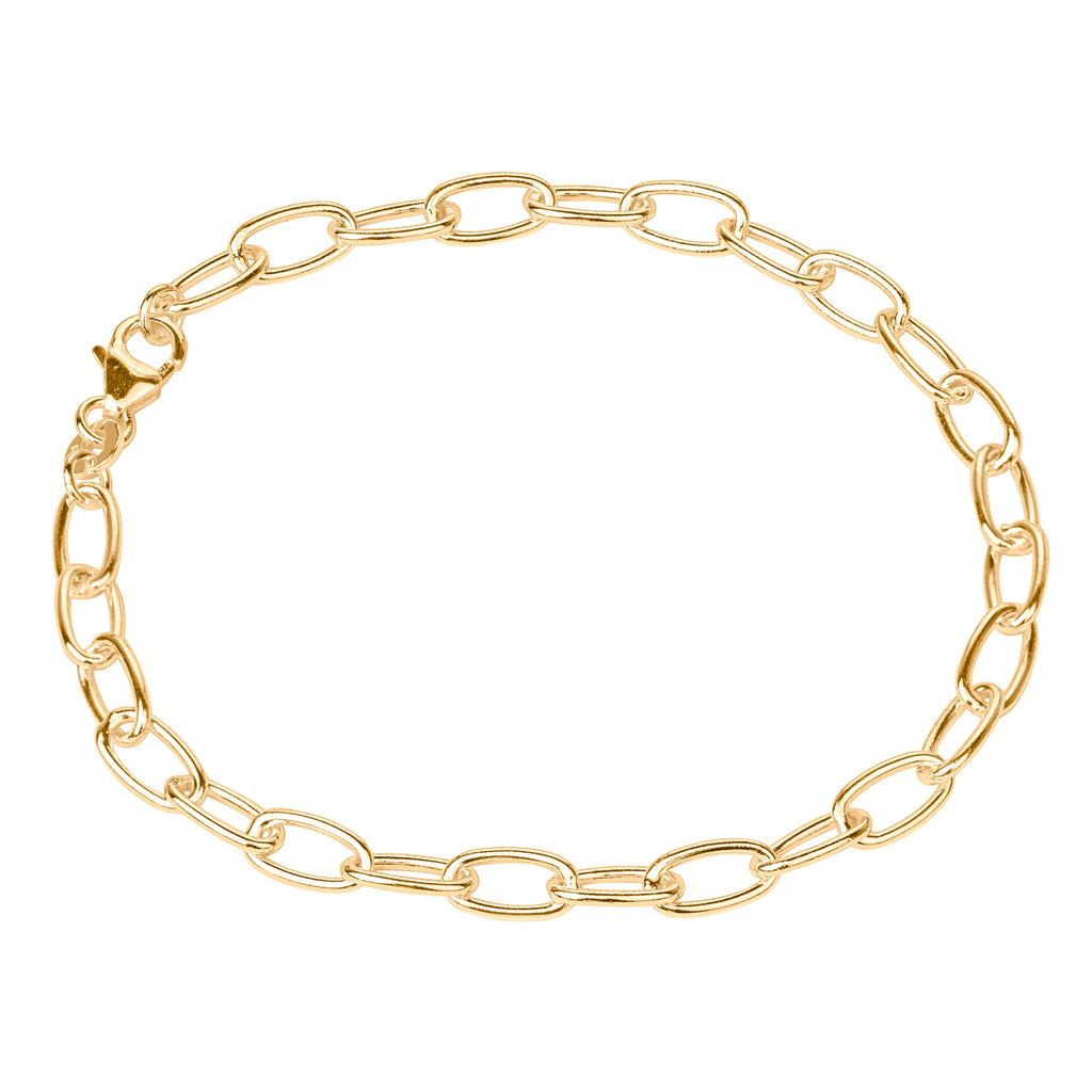 Ovales Belcher-Armband aus vergoldetem Sterlingsilber – 19 cm