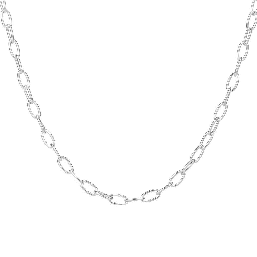 Ovale Belcher-Halskette aus Sterlingsilber – 46 cm