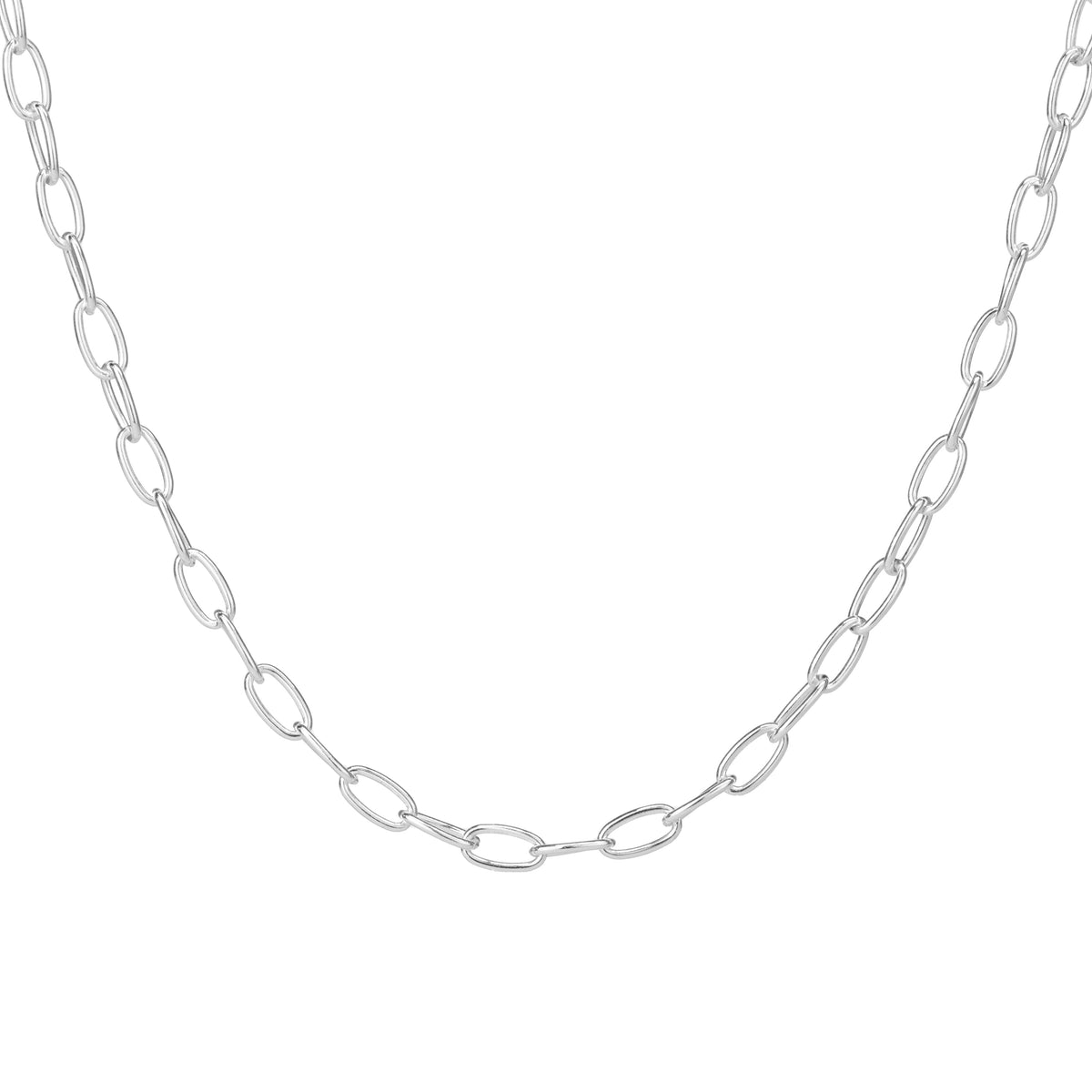 Ovale Belcher-Halskette aus Sterlingsilber – 46 cm
