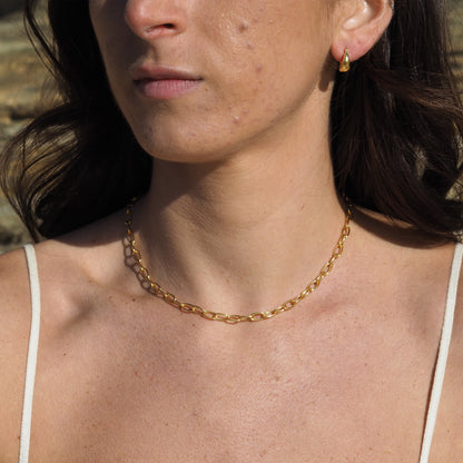 Halskette aus vergoldetem Sterlingsilber mit ovalem Belcher-Anhänger – 45 cm