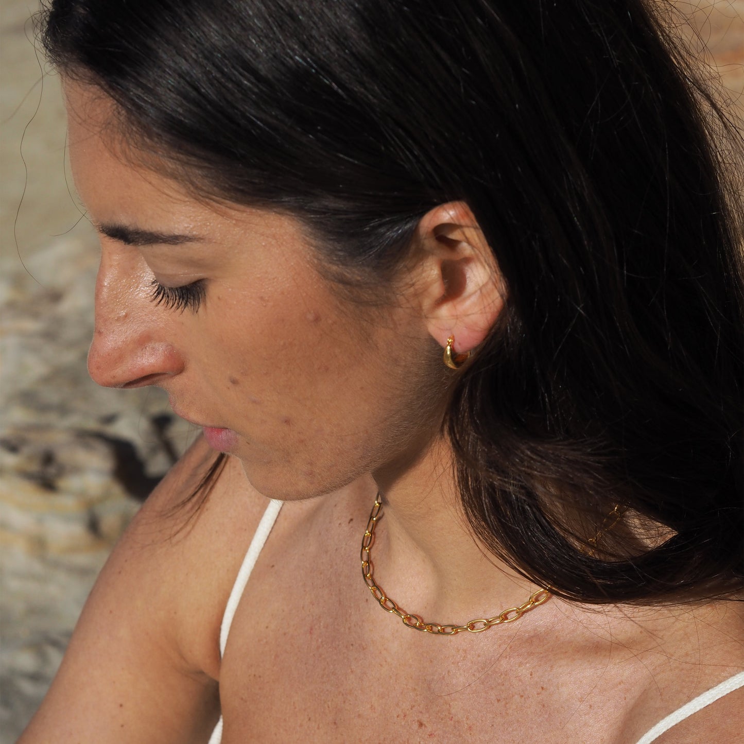 Halskette aus vergoldetem Sterlingsilber mit ovalem Belcher-Anhänger – 45 cm