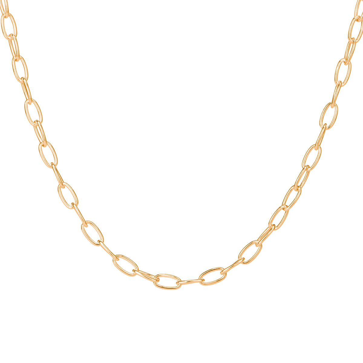 Halskette aus vergoldetem Sterlingsilber mit ovalem Belcher-Anhänger – 45 cm