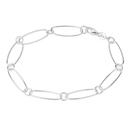 Armband aus Sterlingsilber mit ovalem Figaro-Anhänger – 19 cm