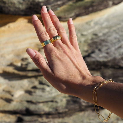 Ovales Figaro-Armband aus vergoldetem Sterlingsilber – 7,5 Zoll