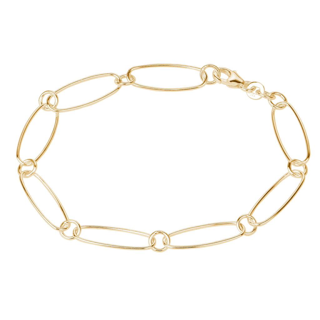 Ovales Figaro-Armband aus vergoldetem Sterlingsilber – 7,5 Zoll