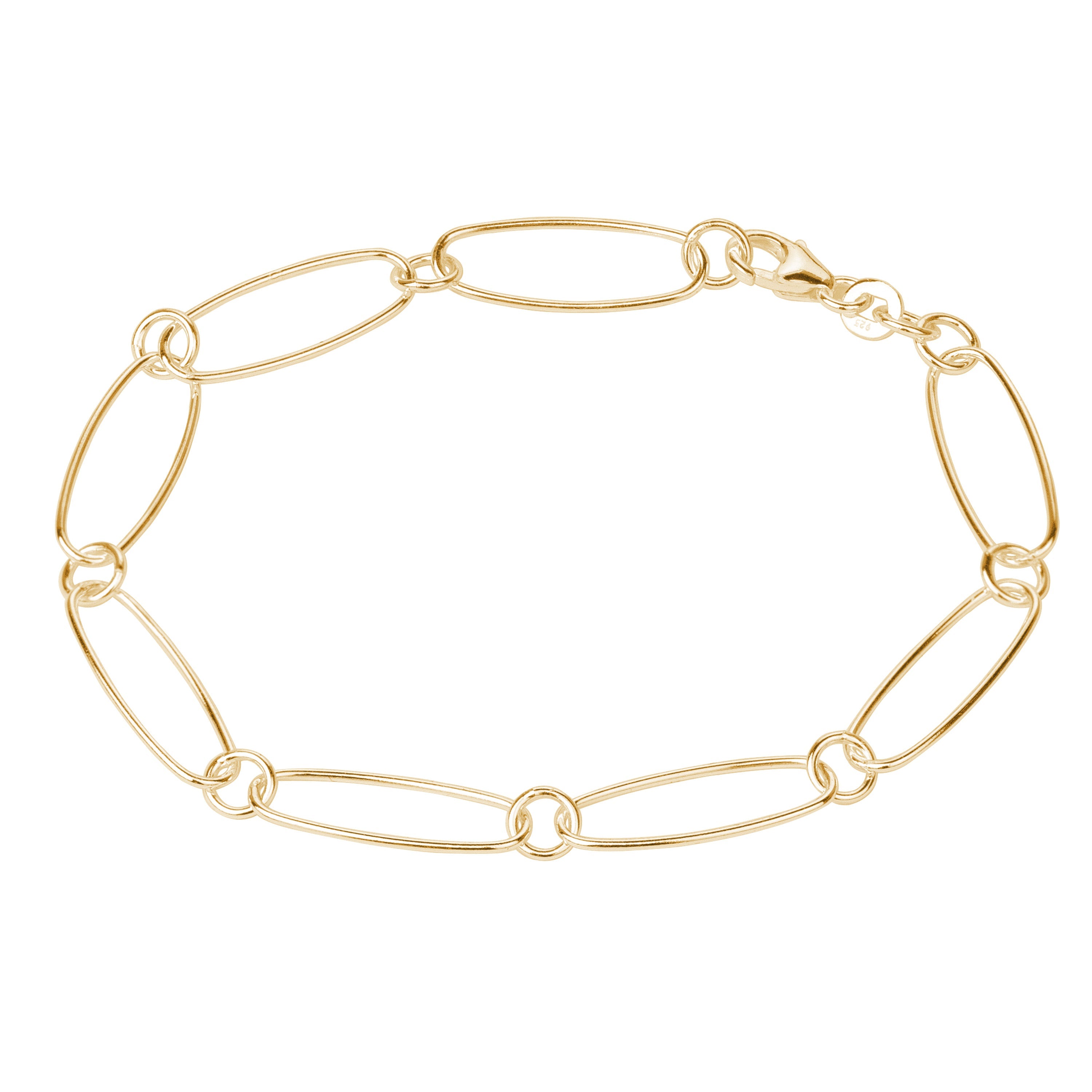 Ovales Figaro-Armband aus vergoldetem Sterlingsilber – 7,5 Zoll