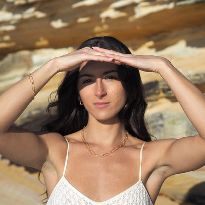 Ovales Figaro-Armband aus vergoldetem Sterlingsilber – 7,5 Zoll