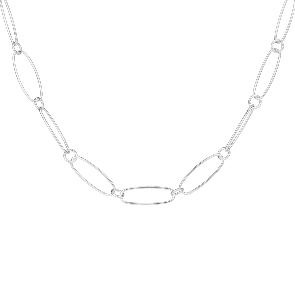 Halskette aus Sterlingsilber mit ovaler Figarokette, 45 cm