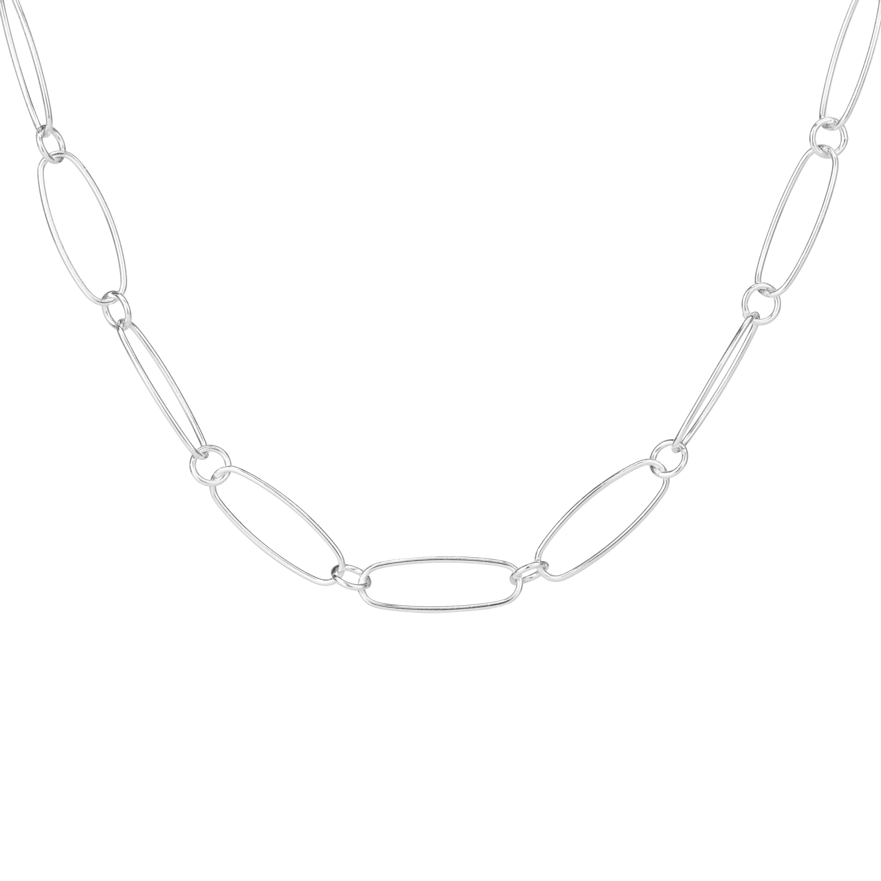 Ovale Figaro-Halskette aus Sterlingsilber – 18 Zoll
