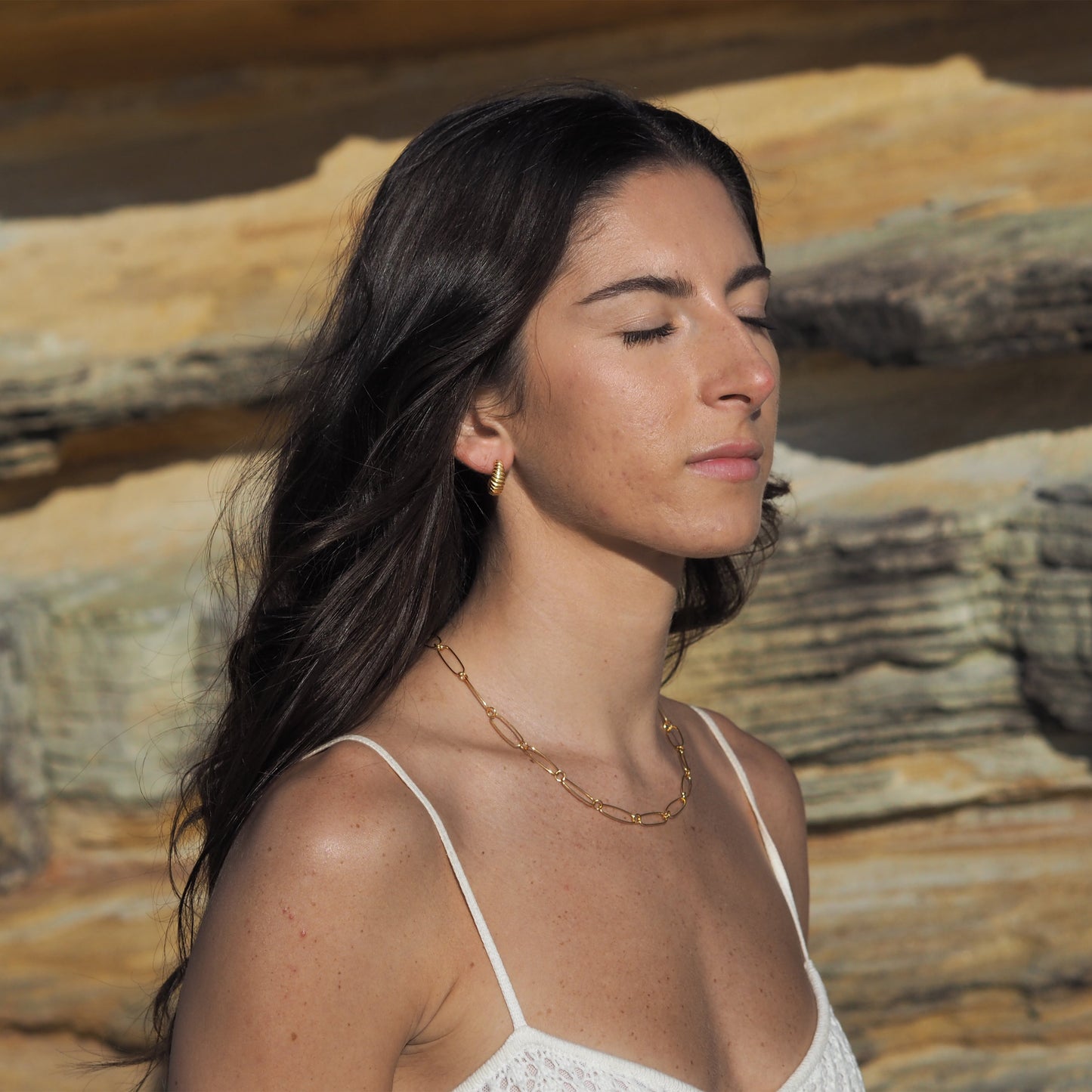 Ovale Figaro-Halskette aus vergoldetem Sterlingsilber – 18 Zoll