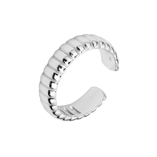 Verstellbarer schwerer Ring aus Sterlingsilber mit geriffelter Struktur