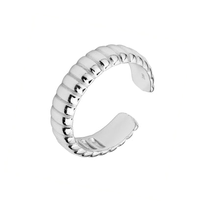 Verstellbarer schwerer Ring aus Sterlingsilber mit geriffelter Struktur