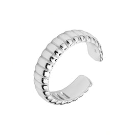 Verstellbarer schwerer Ring aus Sterlingsilber mit geriffelter Struktur