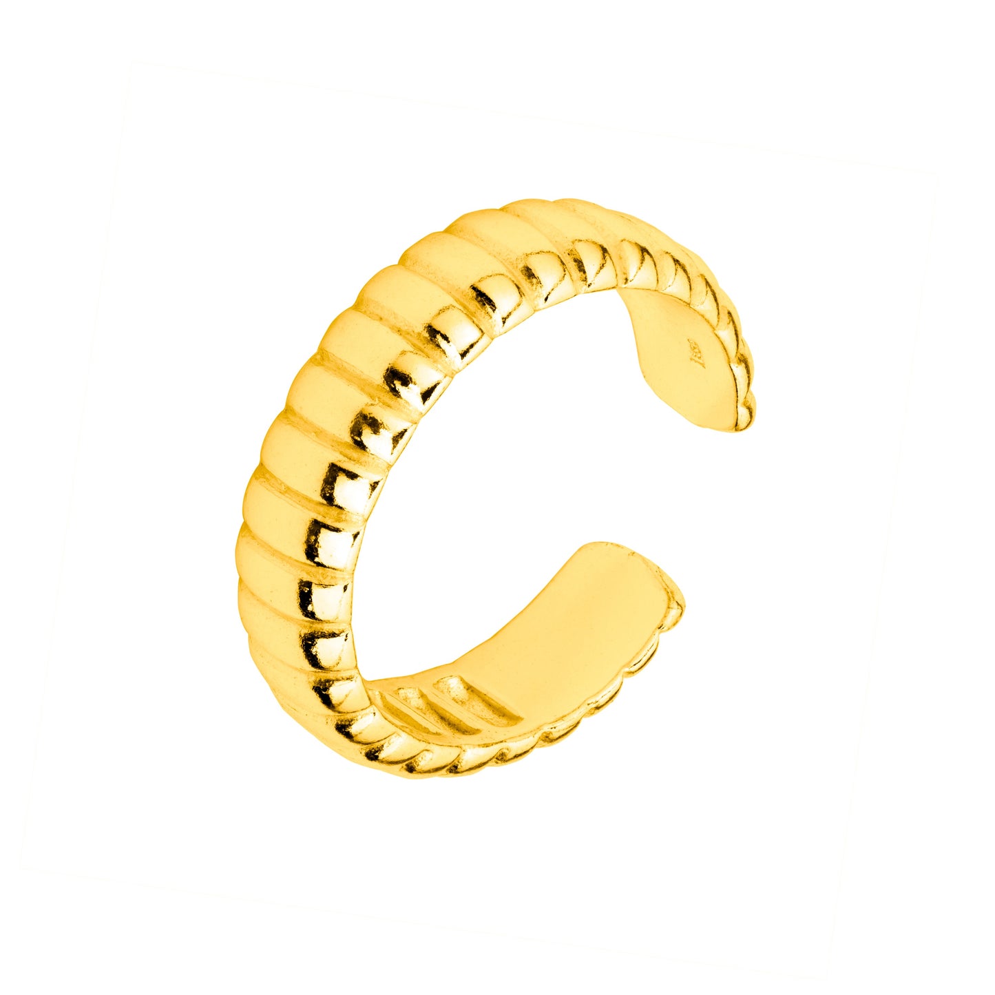 Verstellbarer schwerer vergoldeter Ring aus Sterlingsilber mit geriffelter Struktur