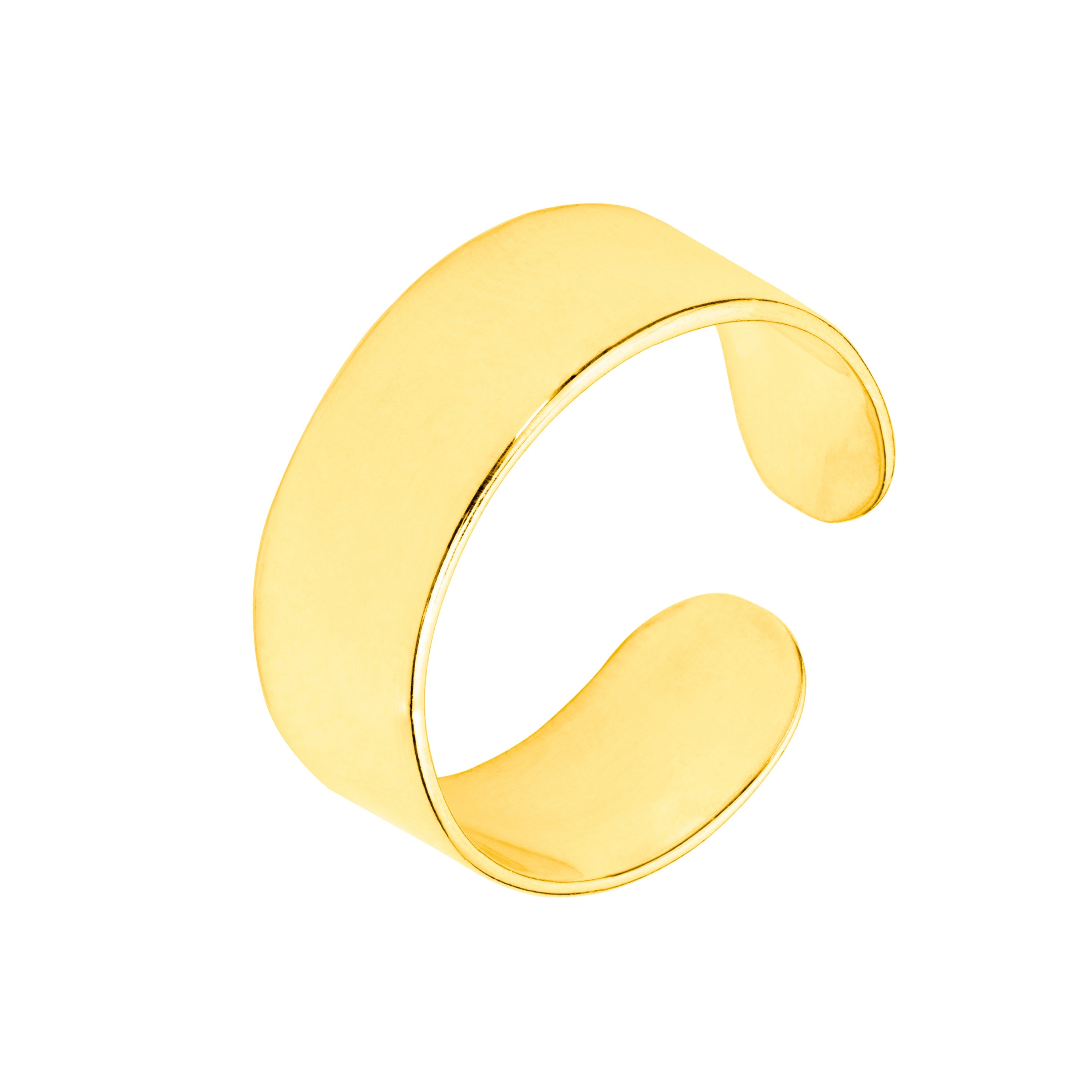Verstellbarer schlichter Ring aus vergoldetem Sterlingsilber mit dickem, flachem Band