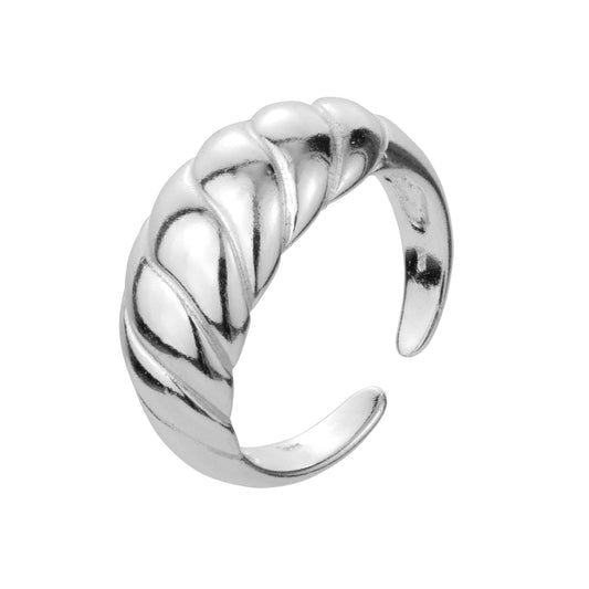 Verstellbarer schwerer Ring aus Sterlingsilber mit dicker, gedrehter Kordel