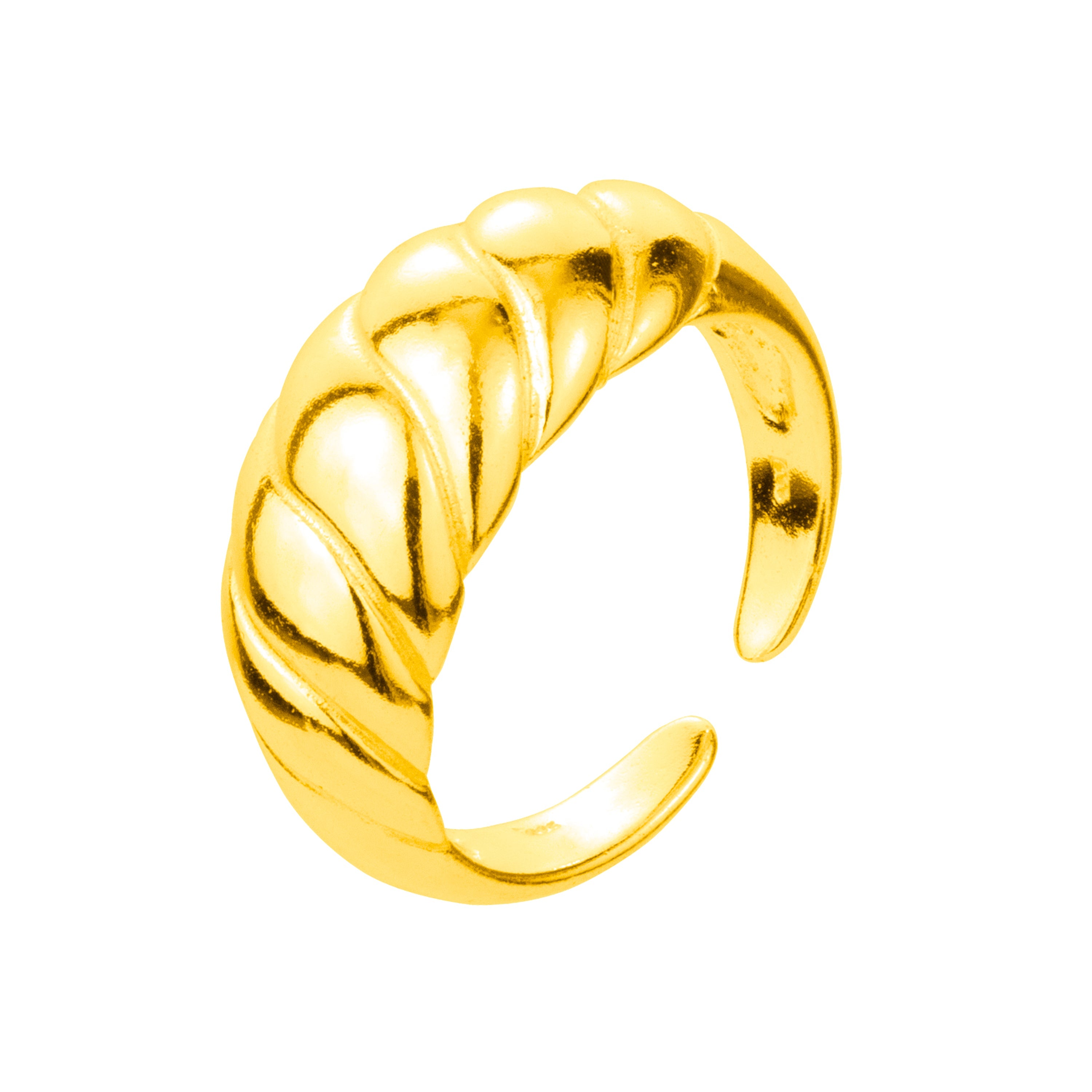 Verstellbarer klobiger Twist-Seilring aus schwerem vergoldetem Sterlingsilber