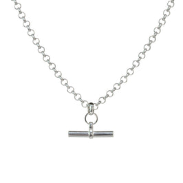 Sterlingsilber-T-Bar-Rolo-Kettenhalskette, 18 Zoll