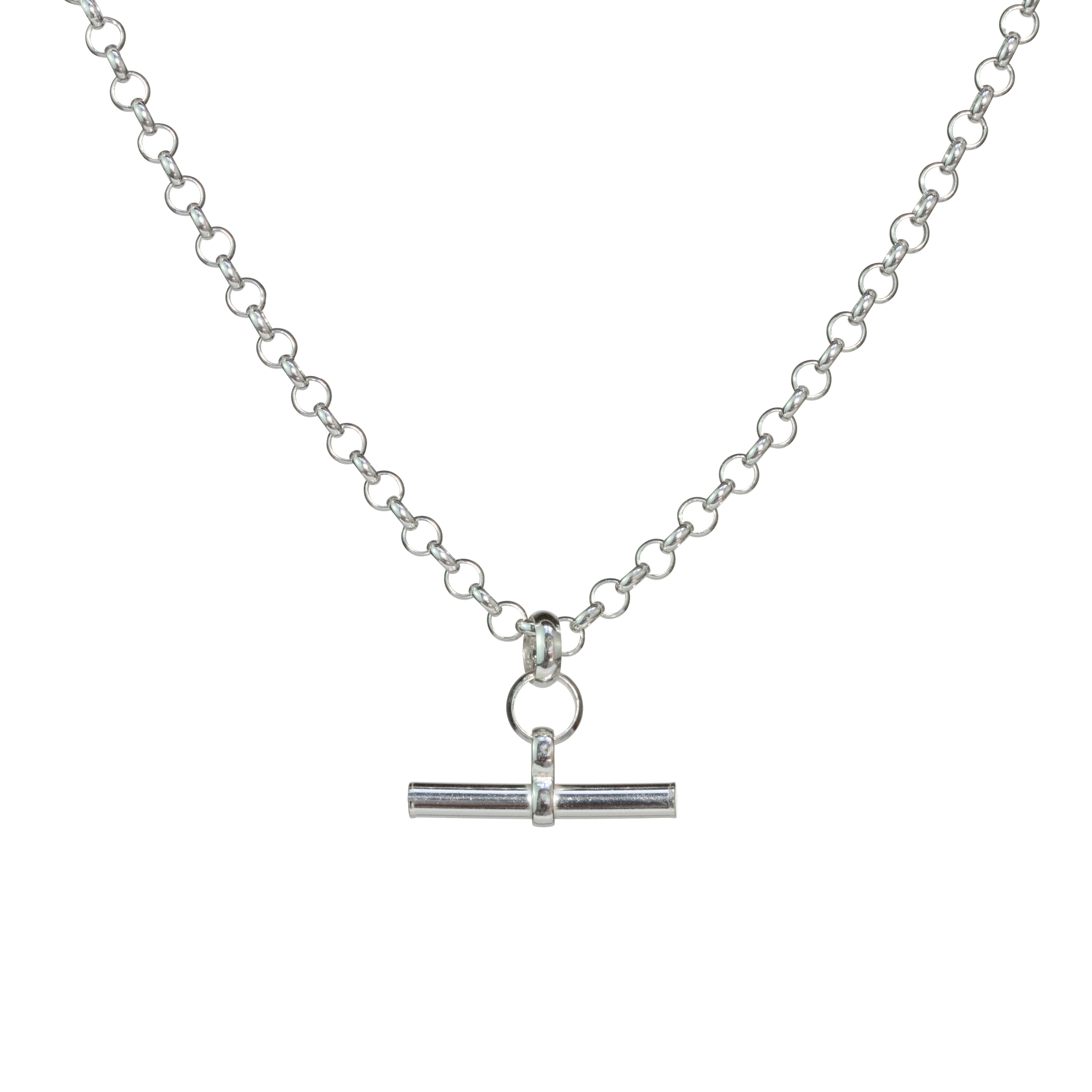 Sterlingsilber-T-Bar-Rolo-Kettenhalskette, 18 Zoll