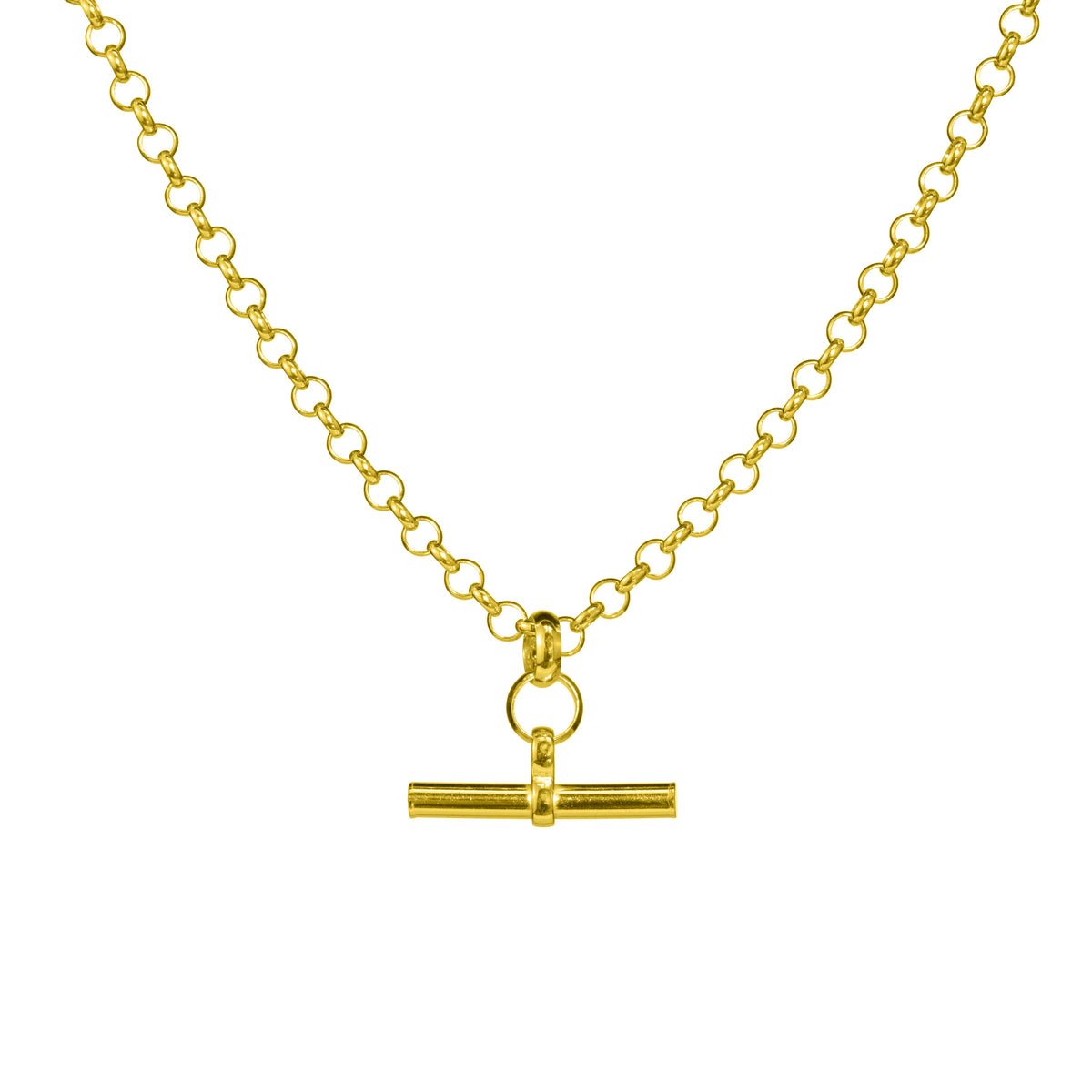 Vergoldete T-Bar-Rolo-Kette aus Sterlingsilber, 45 cm