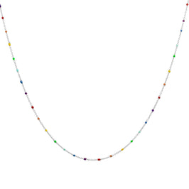 Feine Sterlingsilber-Halskette mit Konfetti-Emaille in Regenbogenfarben, 40,5 cm