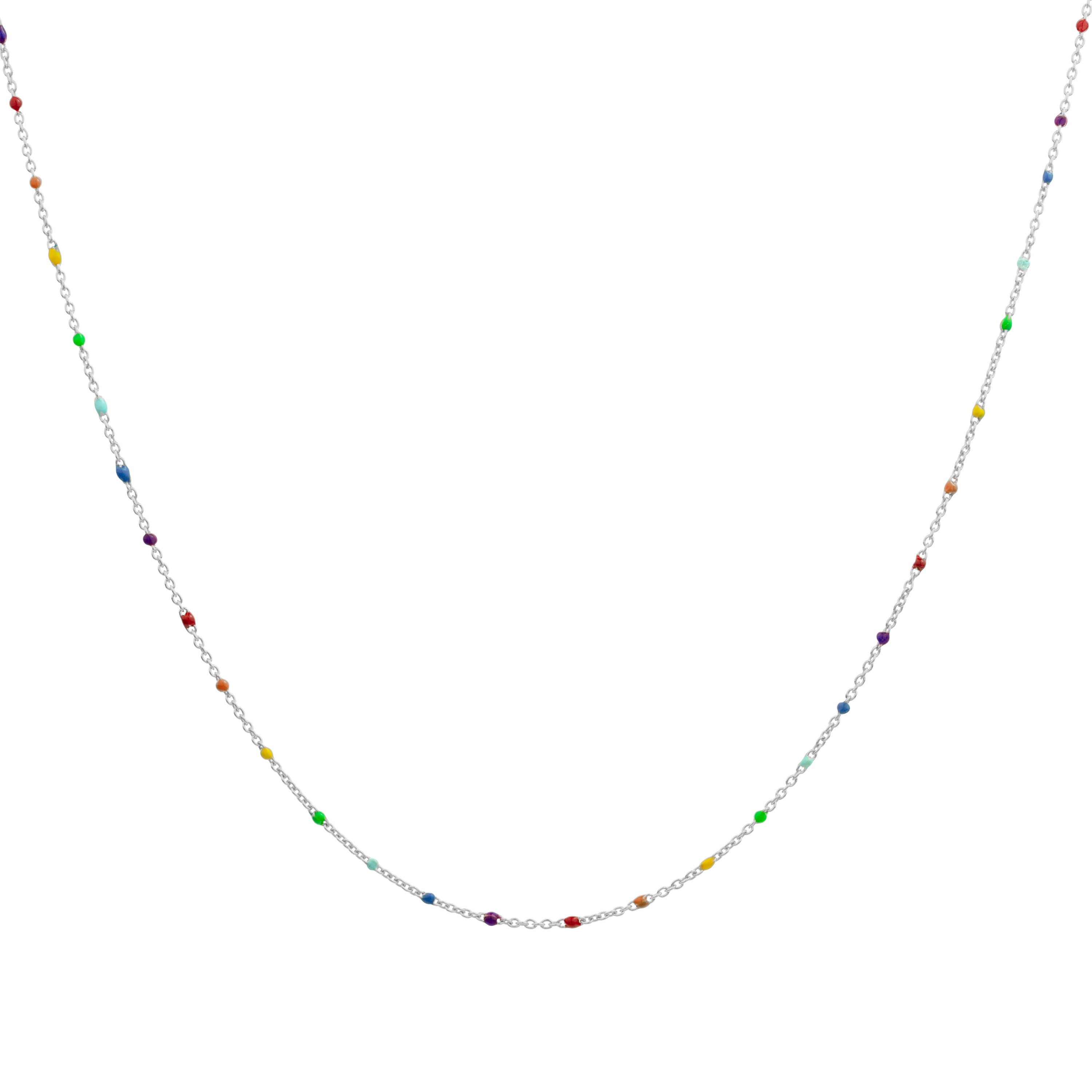 Feine Sterlingsilber-Halskette mit Konfetti-Emaille in Regenbogenfarben, 40,5 cm