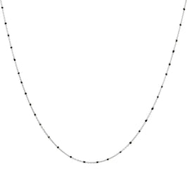 Feine Sterlingsilber-Halskette mit schwarzer Konfetti-Emaille, 40,5 cm