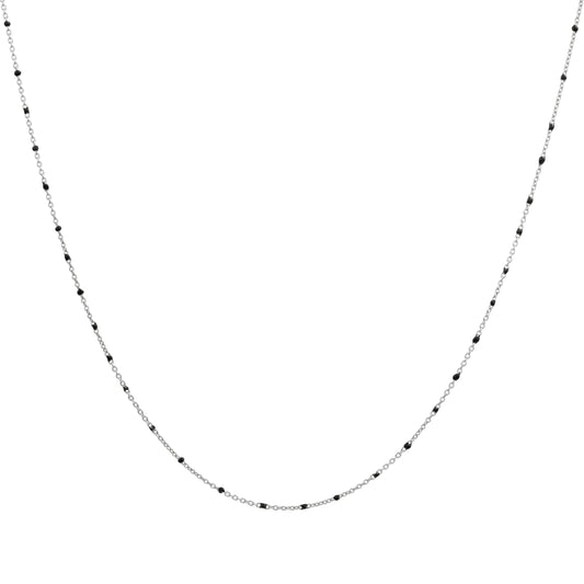 Fine Sterling Silver & Black Enamel Confetti Chain Necklace - 16 Inches