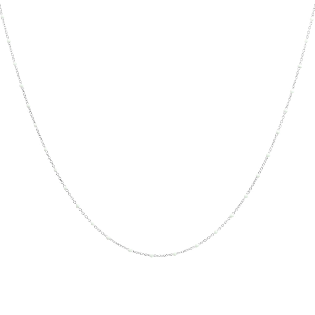 Feine Konfetti-Halskette aus Sterlingsilber mit weißer Emaille, 40 cm