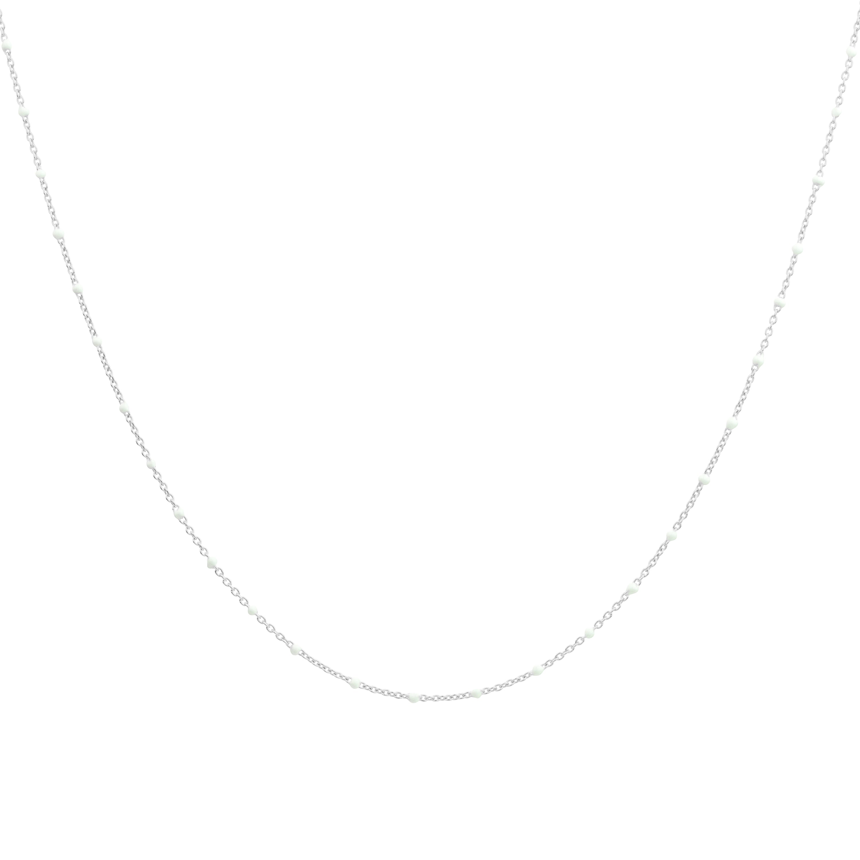 Feine Sterlingsilber-Halskette mit weißer Konfetti-Emaille, 40,5 cm