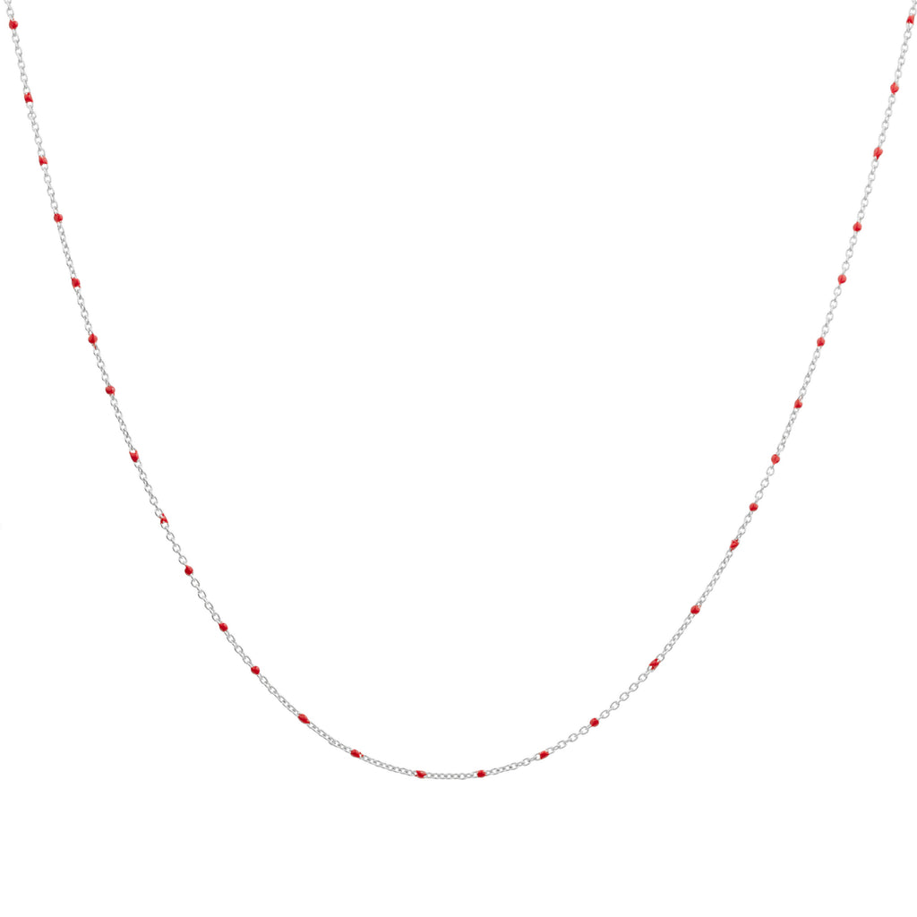 Feine Sterlingsilber-Halskette mit roter Konfetti-Emaille, 40,5 cm