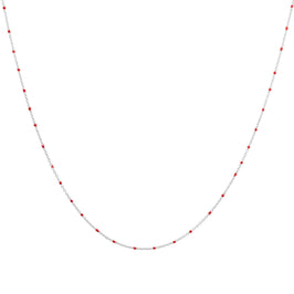 Feine Sterlingsilber-Halskette mit roter Konfetti-Emaille, 40,5 cm