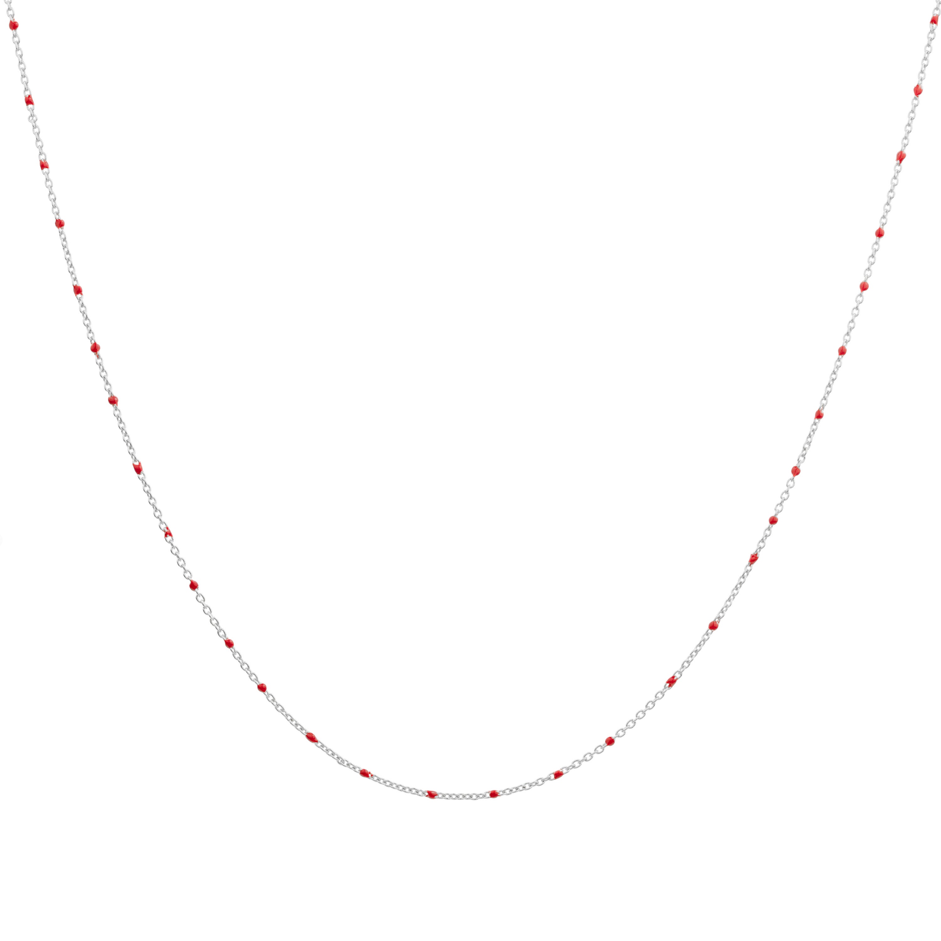Feine Sterlingsilber-Halskette mit roter Konfetti-Emaille, 40,5 cm