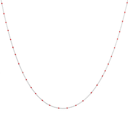 Fine Sterling Silver & Red Enamel Confetti Chain Necklace - 16 Inches