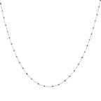 Feine Konfetti-Halskette aus Sterlingsilber mit grüner Emaille, 40 cm