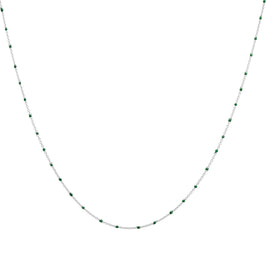 Feine Konfetti-Halskette aus Sterlingsilber mit grüner Emaille, 40 cm