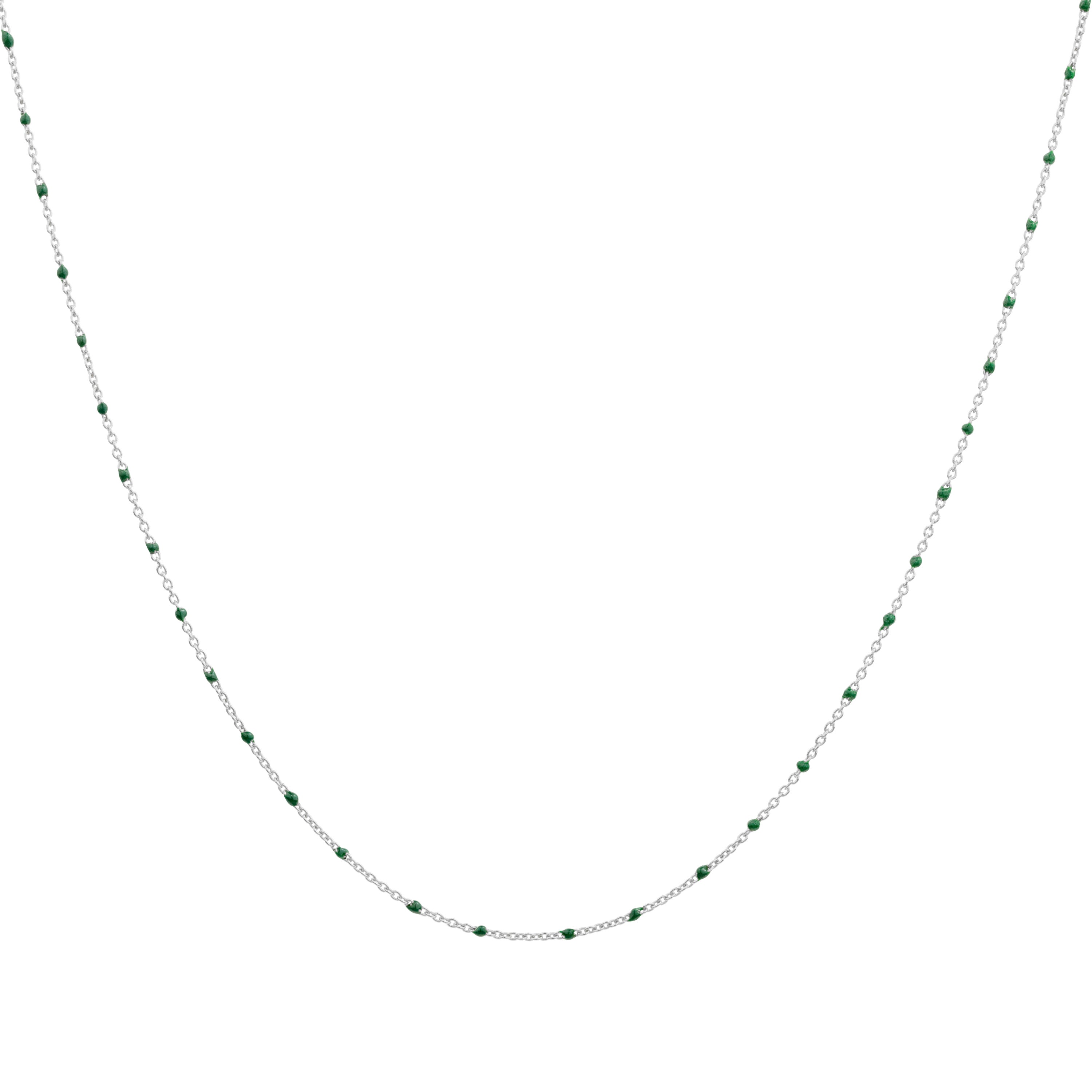 Feine Sterlingsilber-Halskette mit grüner Konfetti-Emaille, 40,5 cm
