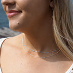 Feine Sterlingsilber-Halskette mit blauer Konfetti-Emaille, 40,5 cm