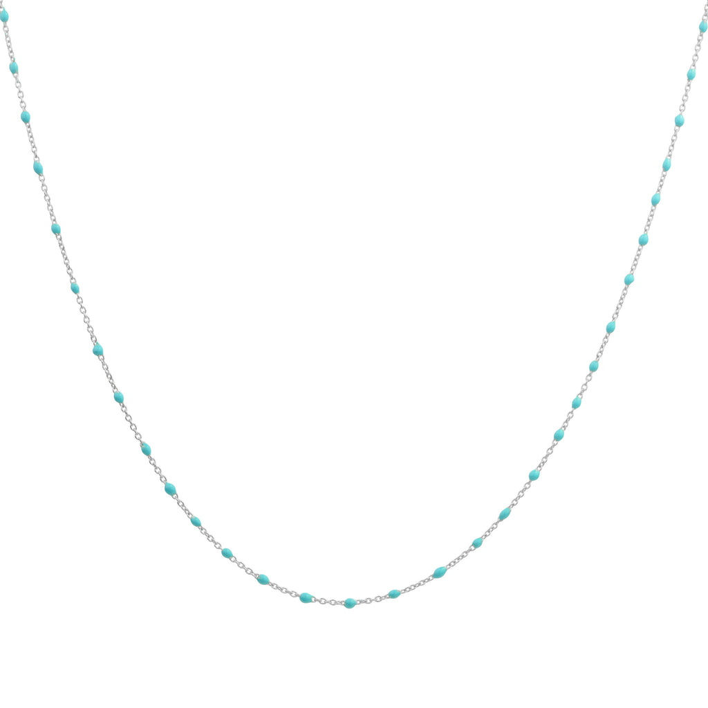 Feine Sterlingsilber-Halskette mit blauer Konfetti-Emaille, 40,5 cm