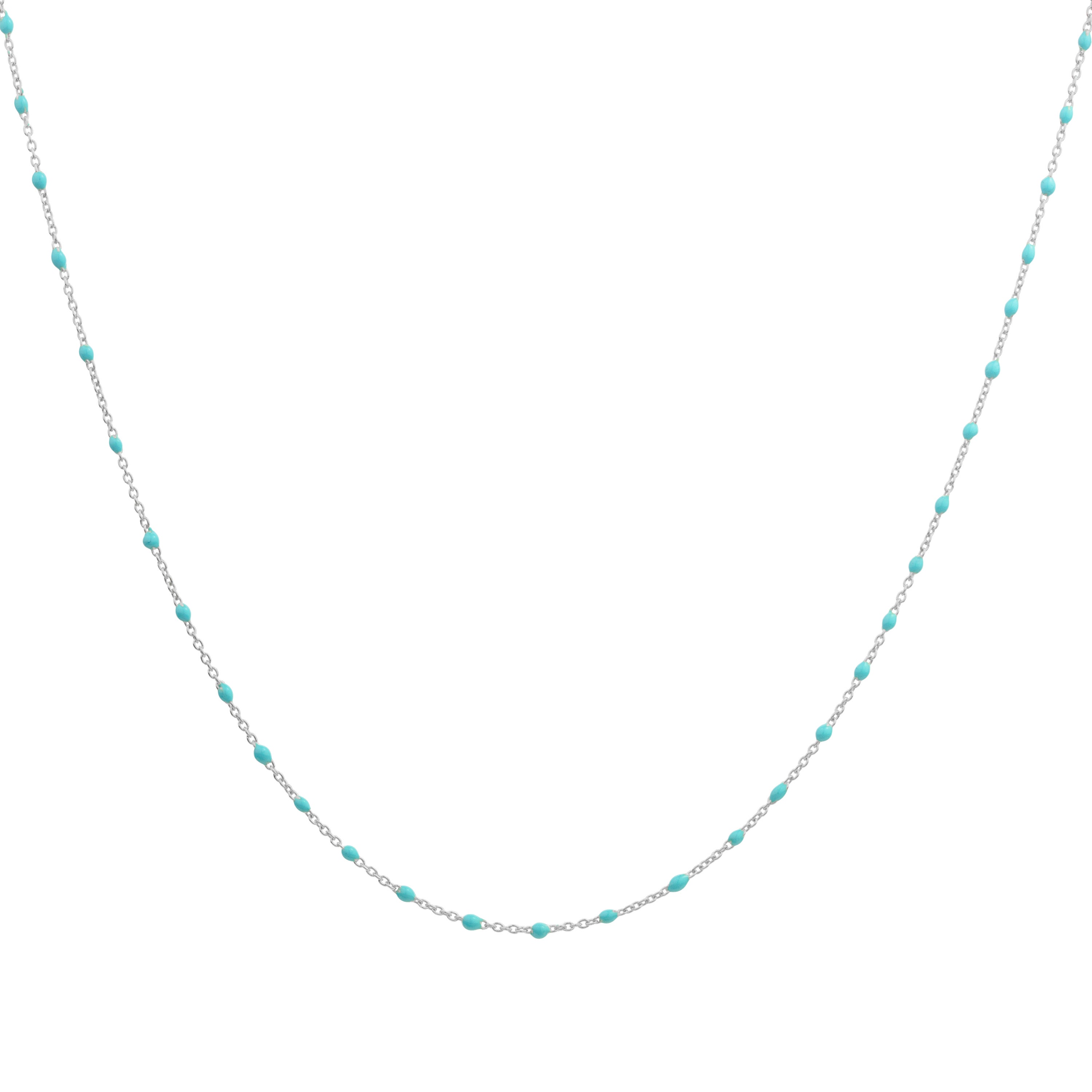 Feine Sterlingsilber-Halskette mit blauer Konfetti-Emaille, 40,5 cm