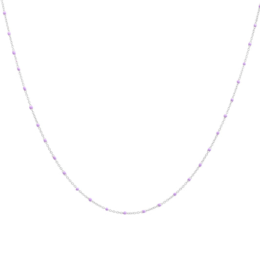Fine Sterling Silver & Purple Enamel Confetti Chain Necklace - 16 Inches
