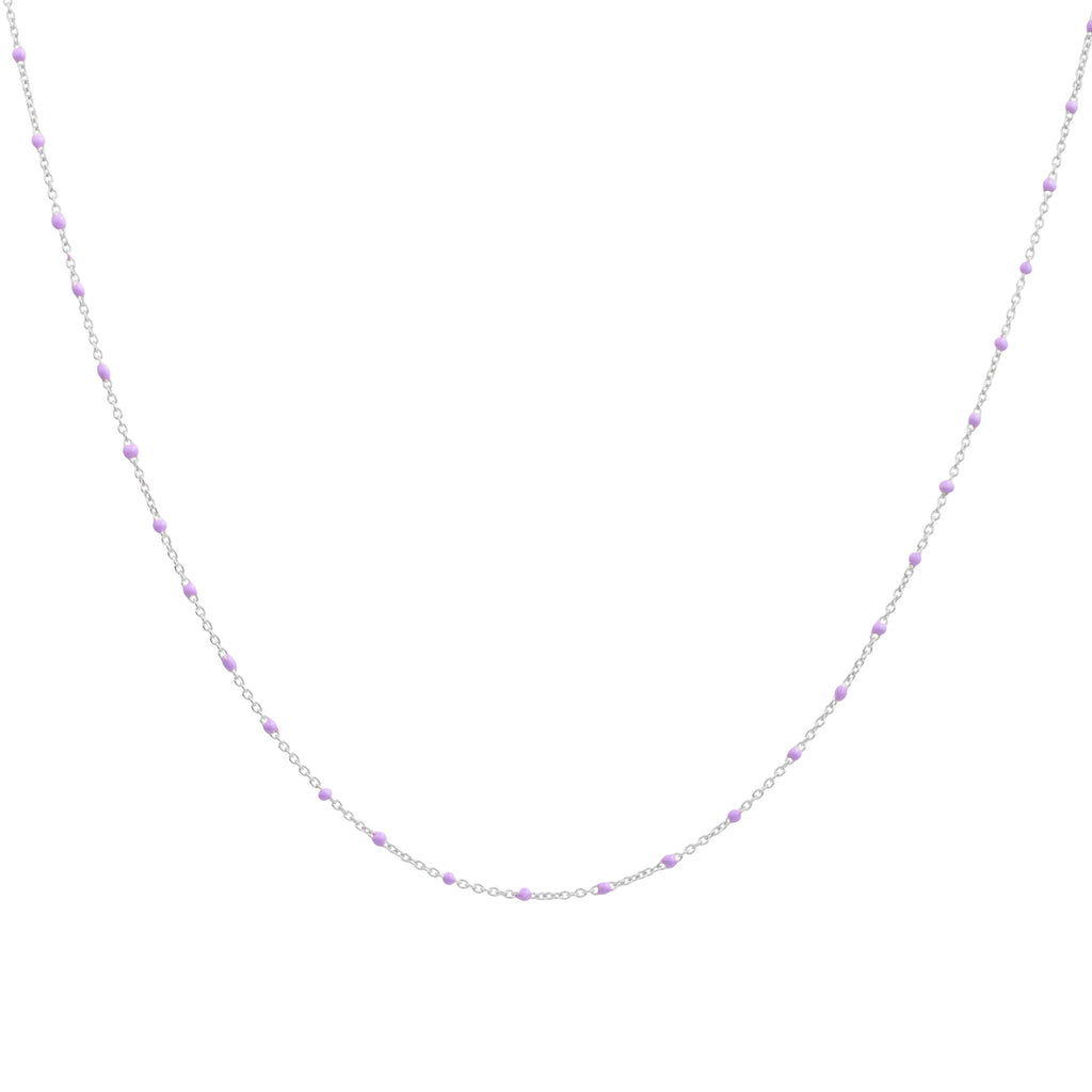 Feine Konfetti-Halskette aus Sterlingsilber mit lila Emaille, 40 cm