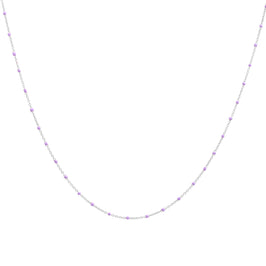 Feine Sterlingsilber-Halskette mit violetter Konfetti-Emaille, 40,5 cm