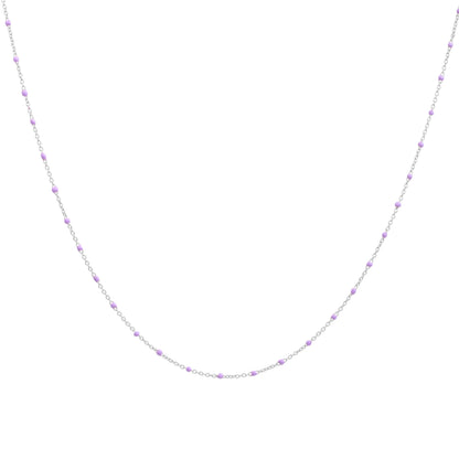 Fine Sterling Silver & Purple Enamel Confetti Chain Necklace - 16 Inches
