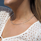 Feine Sterlingsilber-Halskette mit orangefarbener Konfetti-Emaille, 40,5 cm