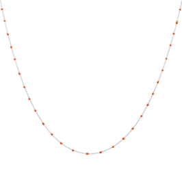 Feine Sterlingsilber-Halskette mit orangefarbener Konfetti-Emaille, 40,5 cm